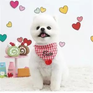 패션 강아지 하트 턱받이 스카프 보타이 타이 머플러