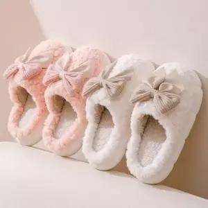 실내화 방한 뽀글이 슬리퍼 거실화 보온 리본 털_24739266