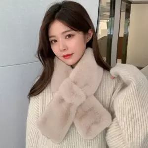 여성 숏 머플러 겨울 보온 미니 목도리 페이크 퍼 넥워머 부드러운