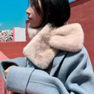 부드러운 인조 밍크 퍼 숏 머플러 겨울 보온 목도리 여성 미니