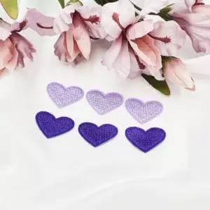 자수 하트 와펜 보라색 패치 뱃지 의류 가방 포인트 꾸미기 용품