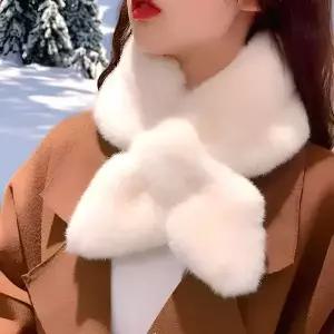 여성 페이크 퍼 넥워머 부드러운 인조털 목도리 아이보리 1p 겨울