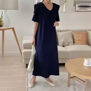 로로 카라 롱 다솜결 원피스 카라넥 감성핏