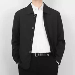 트렌치 자켓 하프 반코트 아우터 남성 트렌치 코트 차이나카라 부드러운 레귤러핏 솔리드 간절기 차이나