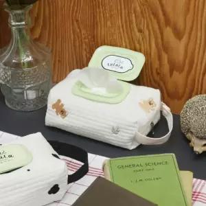 곰돌이 패턴 자수 물티슈 미용티슈 겸용 커버