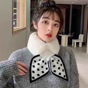 귀여운 강아지 자수 겨울 방한 넥워머 여자 목도리 외출용 보온