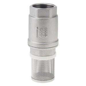 PNXKTXO 필터가 있는 G2.5cm(1인치) 풋 밸브 DN25 스테인리스 (필터가 체크 역류 단방향 비반환 스틸 펌프용 방지 스프링