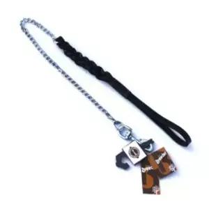 [반려] 강아지 가죽핸들 1단 롱체인 리드줄 43cm 블랙 L 리쉬