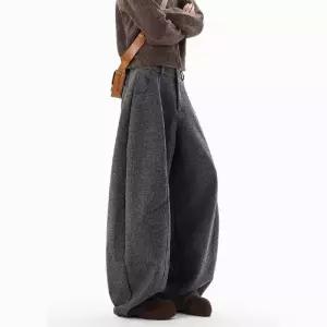 남성용 팬츠 모직 빈티지 추동 캐주얼 면린넨 아이템 차콜 트렌디 커브 와이드 통굽 정장 HT4