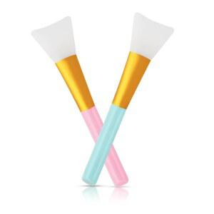 2개 실리콘 페이스 마스크 브러시 어플리케이터 소프트 머드 뷰티 도구 바디 로션 버터 클레이 DIY 마스크용 털 없는 도구(블루 + 핑크)