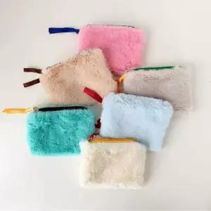 6컬러 파스텔 퍼 미니 수납 파우치 카드수납 동전지갑