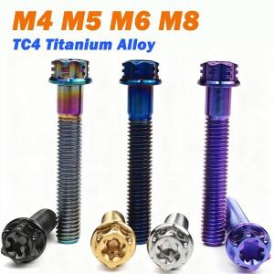 1개 TC4 티타늄 스틸 볼트 M4 M5 M6 M8 외부 육각 플랜지 토르크 머리 나사 바이크 오토바이 엔진용 5등급