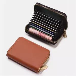 [골드스마일]잔솔 가죽 카드지갑 지퍼 명함케이스 아코디언 파우치