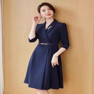 여성원피스 봄가을 정장 허리밴딩 오피스룩 고급스럽고 세련된 원피스 심쿵직구