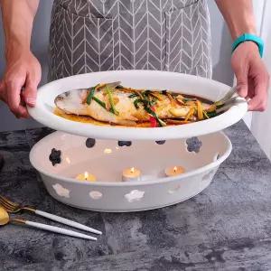 가열 원형 보온어반단형 가열살정로 접시 받침 보온 원형접시 식기점 매화로 캔들