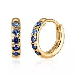 [비앤비골드] 14K 그라벨 듀오 사파이어 원터치 링 귀걸이 한쌍 SNE41479