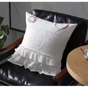 [마이모노샵][마이모노샵] 거실 쇼파 소품 장식 레이스 프릴 꽃자수 사각 쿠션 모던쿠 (17308727)
