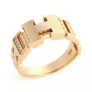 [비앤비골드] 14K 고딕 H 스터드 체인 남성 반지 RCM35987