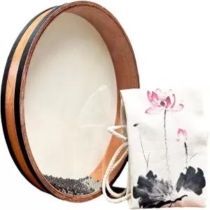 타오스크네 12인치 오션 드럼 나무 양가죽 음악 힐링 악기 소닉 에너지 웨이브 요가 명상 릴리스 압력 (