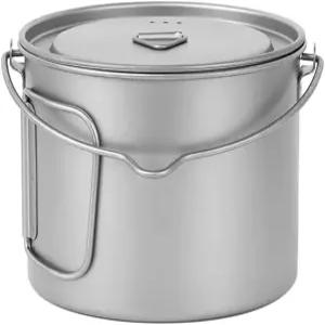 뚜껑과 접이식 손잡이가 있는 Lixada 1100ml/2800ml 티타늄 냄비 초경량 휴대용 걸이 포트 야외 캠핑