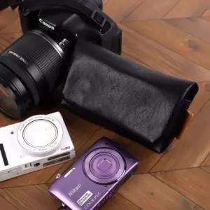 소형 디카 가죽 카메라 파우치 블랙