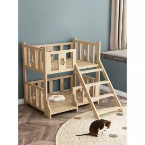 강아지 이층 침대 사이즈 원목 고양이 벙커 계단 중대형