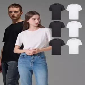 6종set) 포에버21 혼성 베이직 핏 언더셔츠 (화이트3종+블랙3종)