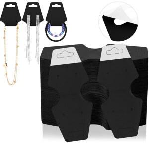 Eersida 500개 목걸이 디스플레이 카드 접착 주얼리 포장 크래프트 열쇠고리 걸이 팔찌 홀더, 초커 이어링 헤어밴드, 소규모 비즈니스 용품 진열용 (블랙)