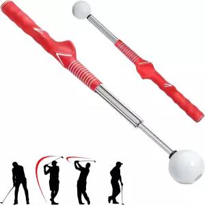 YIHKQDL 골프 스윙 트레이너 및 그립 - 템포 강도 정확성을 위한 클릭 피드백이 포함된 접이식 트레이닝