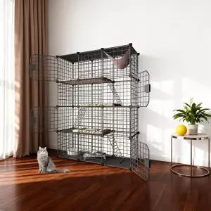 대형 고양이 우리 울타리 실내 DIY 놀이펜 애완동물 가정용 작은 동물 집 분리형 금속 와이어 개집 큰 운동