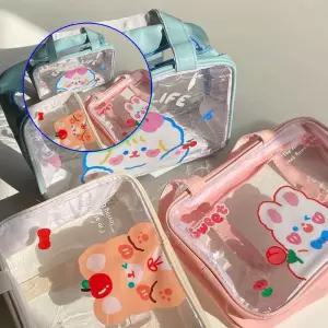 쌍문상회 PVC 워터백 수영가방 비치백 애니멀즈 러블리 투명토트백 3Colors