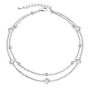 여성 플라이오 발찌 S925 스털링 실버 조절 발 구슬 하트 참 발목 팔찌 주얼리