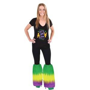 4E의 참신함 마디그라 다리 워머 커버 여성 의상 남성 가면 장식 모피 힐 롱 부츠 커프 - 한