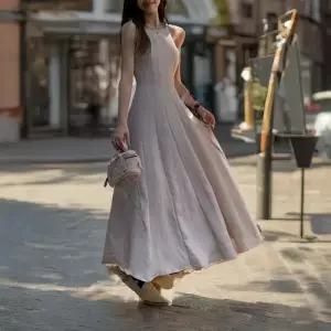 [디작소]여성 여름 홀터넥 휴가 허리 슬림 롱 원피스 (34448607)