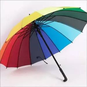 레인보우 자동우산 장우산 레트로 16 방풍우산 튼튼한 무지개 우산