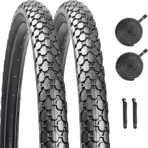 YILUXING 24인치 자전거 타이어 24x2.125/57-507 튜브 및 레버가 있는 크루저 자전거용 접이식 교체