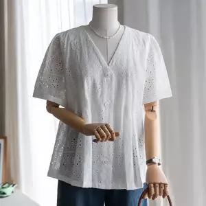 (안나앤플러스) A. 리사 펀칭 핀턱 블라우스[셔츠D0520I03] 빅사이즈