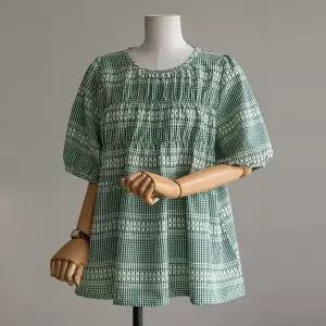 (안나앤플러스) 헤즈 체크 블라우스[셔츠DT728] 빅사이즈