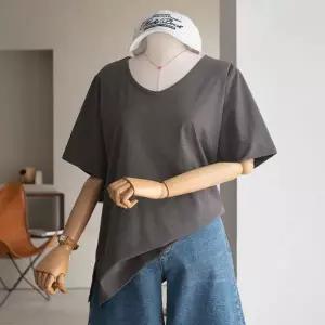 (안나앤플러스) A. 팝콘 브이넥 티셔츠(기능성소재)[티셔츠C0227Q137] 빅사이즈