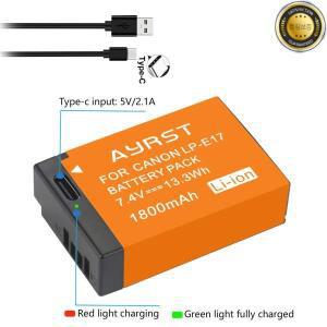 캐논 EOS RP 200 250D M3 M5 M6 T6i 800D 77D Kiss용 타입-C 입력 지원 LPE17 LP 배터리 1개