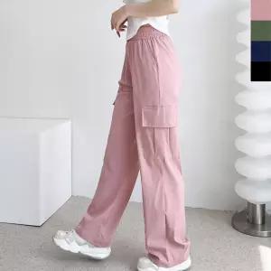 여성 아이스 카고 와이드 쿨팬츠 1P 여름 밴딩 바지 OGT7+3iXn