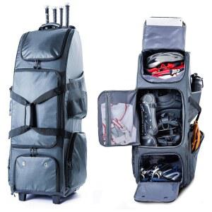 VIGEGARI, 견고한 하드 백킹으로 롤링 야구백 업그레이드 - 4 배트용 바퀴가 달린 대형 소프트볼백, 팀 장비 더플 배트백, 8-12세 소년, , 포수 기어백