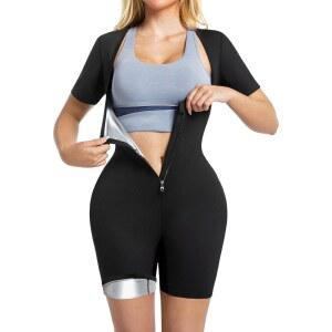 여성용 메이오선 사우나 수트 립 전신 트레이닝 셔츠 체중 감량 허리 트레이너 슬림 셰이퍼 뱃살 운동 점프수트