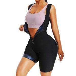 여성용 허리 트레이너용 OFHAADF 사우나 슈트 전신 셰이퍼 조끼 점프슈트 체육관 운동 트레이닝복