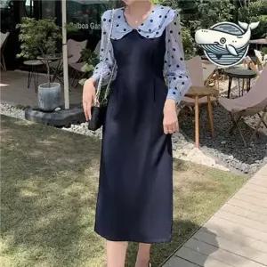 H원피스 여성 멋진 쉬폰소매 롱원피스 오피스룩 H라인