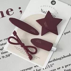 옆 앞 잔 머리 헤어 고정 삔 예쁜 집게 핀 4개 세트