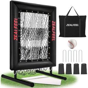 자이엘필 야구 피칭 네트 프로, 스트라이크 존 타겟이 있는 9홀 타겟, 높이 조절 가능한 휴대용 이지 셋업 트레이너 네트, 볼, 홈 플레이트 및 고무 포함 소프트볼용