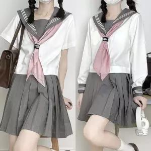 교복몰 화이트세줄라인 그레이 세라복 프레피룩 교복 QQn8+4LjE