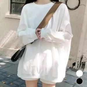 [의류] 여성 오버핏 기본 맨투맨 롱티셔츠