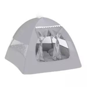 [반려] 강아지 원터치 하우스 그레이 특대 1P 방석포함 텐트